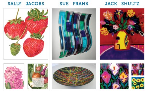 Artwork from the Open Studio Invitation by Sally Jacobs, Sue Frank and Jack Shultz