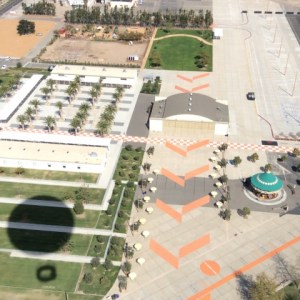 Joan and John Keesey took the Great Park Hot Air Balloon Ride the day they dropped off Joan's artwork. This is their report and picture from the Hot Air Balloon. Honorary BAGSC member John wrote, "The art galleries are just above the balloon shadow with the palms in between. I think your show is going to be in the one closest to the balloon shadow, but what do I know." 