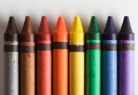 Eight crayons; photo from DataPointed: http://www.datapointed.net/2010/01/crayola-crayon-color-chart/