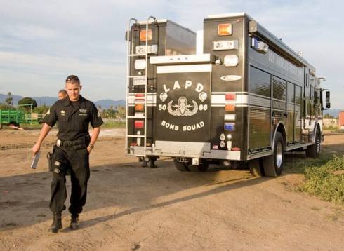 File photo of the Bomb Squad, reproduced from the "LAObserved Native Intelligence" article, "A visit from the Bomb Squad," by Nancy Boyarsky, published online Septemer 2, 2015, 12:33 am. See link in this article. © 2015 LAObserved.