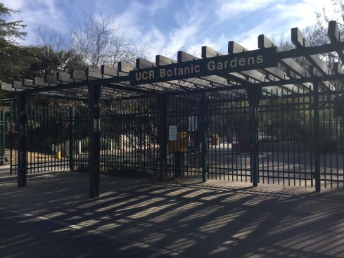 Meet at the entrance at 9:45 am. UC Riverside Botanic Garden. Photo: Garden entrance, Tania Marien, © 2016.