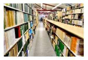 A view down a row of the remodeled Los Angeles Arboretum Library. Photo courtesy of LA Arboretum website, © 2016.