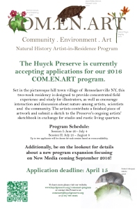 Huyck Artist-in-Residence poster. Download a PDF of the poster for reproduction by clicking on the link at the end of this article.