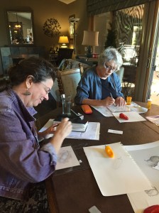 BAGSC members Carmen Lindsay and Bonnie Born Ash experiment with carbon dust. Photo by Clara Josephs, © 2016.