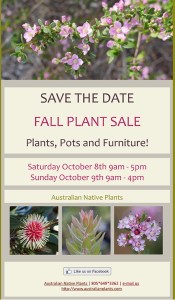 Save The Date postcard for the Fall Plant Sale at Australian Native Plants.