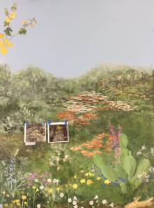 Another section of the mural, with reference photos. Photo by Leslie Walker, © 2017.