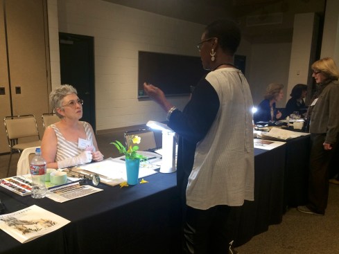 Jude Wiesenfeld demonstrating botanical art.