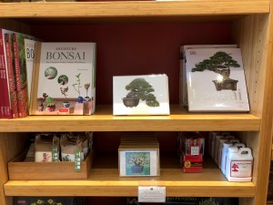 Asuka Hishiki's notecard in The Huntington Store on display in the Bonsai area of the Store.